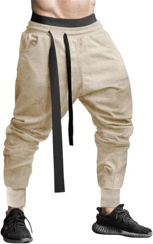 Men's Joggers Sweatpants Low Crotch Sweats Harem Pants Elastic Waist Drawstring Pants Drop Crotch Hippie Trousers