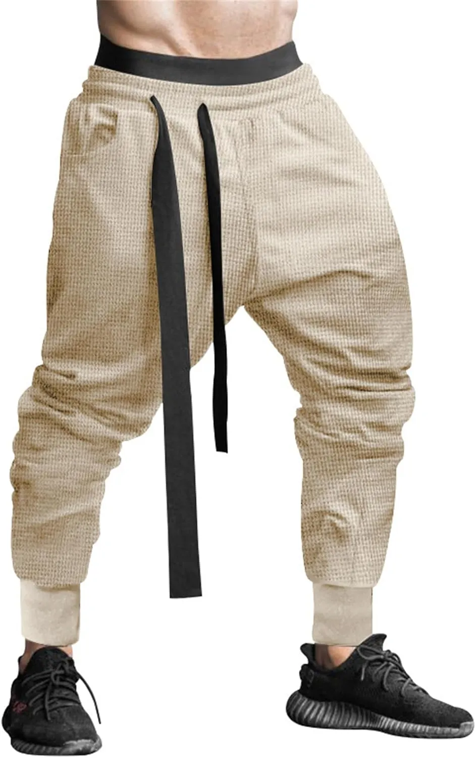 Men's Joggers Sweatpants Low Crotch Sweats Harem Pants Elastic Waist Drawstring Pants Drop Crotch Hippie Trousers
