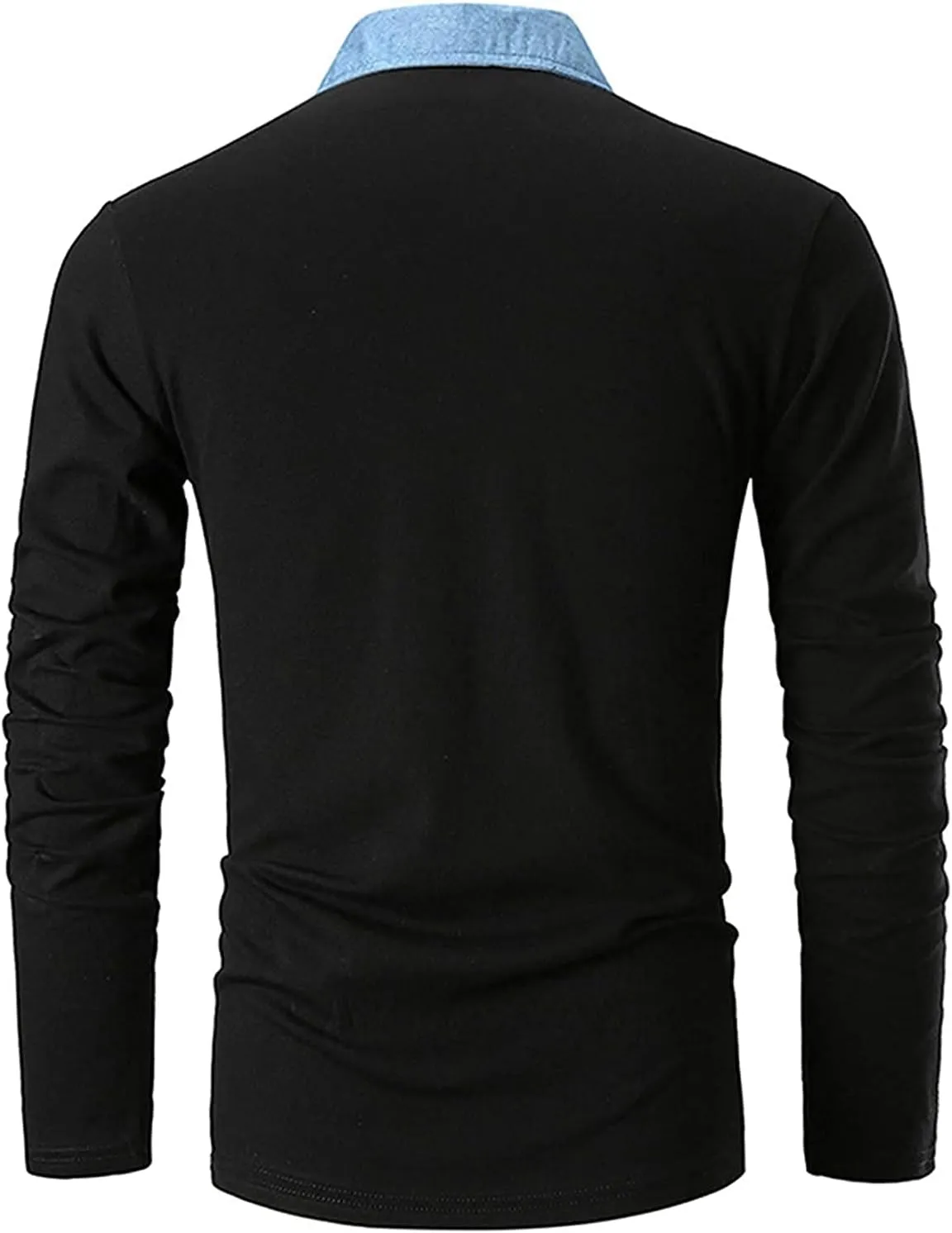 Mens Long Sleeve Polo Shirt Basic Slim Fit Long Sleeve Polo Men's Cotton Polo Shirts with Pocket Golf Shirts Men
