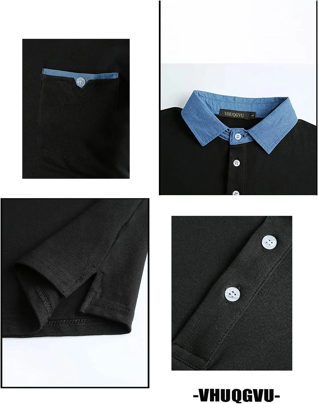 Mens Long Sleeve Polo Shirt Basic Slim Fit Long Sleeve Polo Men's Cotton Polo Shirts with Pocket Golf Shirts Men