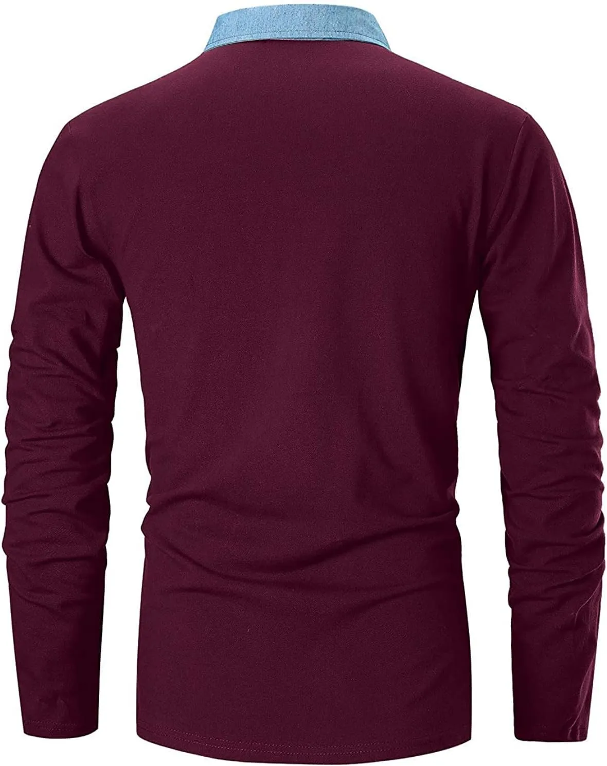Mens Long Sleeve Polo Shirt Basic Slim Fit Long Sleeve Polo Men's Cotton Polo Shirts with Pocket Golf Shirts Men