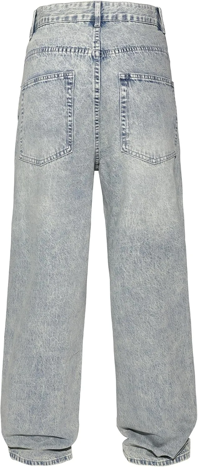 Men's Non-Stretch Relaxed Fit Wide-Leg Baggy Jeans Pants