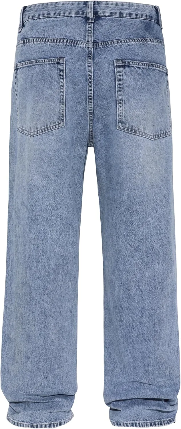 Men's Non-Stretch Relaxed Fit Wide-Leg Baggy Jeans Pants
