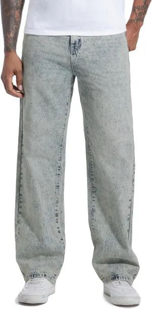 Men's Non-Stretch Relaxed Fit Wide-Leg Baggy Jeans Pants