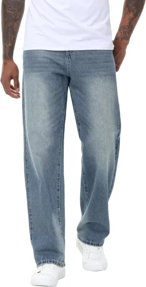 Men's Non-Stretch Relaxed Fit Wide-Leg Baggy Jeans Pants