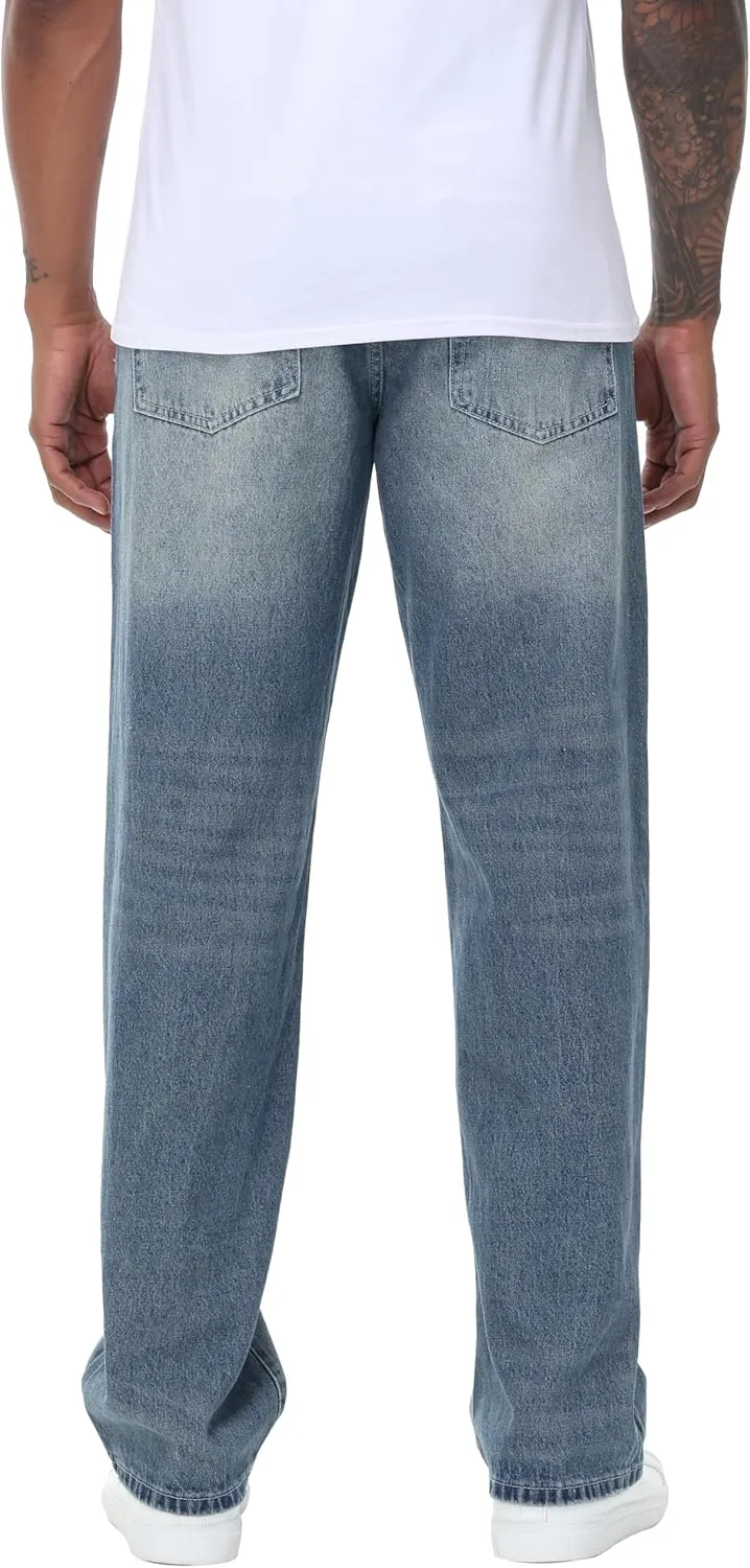 Men's Non-Stretch Relaxed Fit Wide-Leg Baggy Jeans Pants