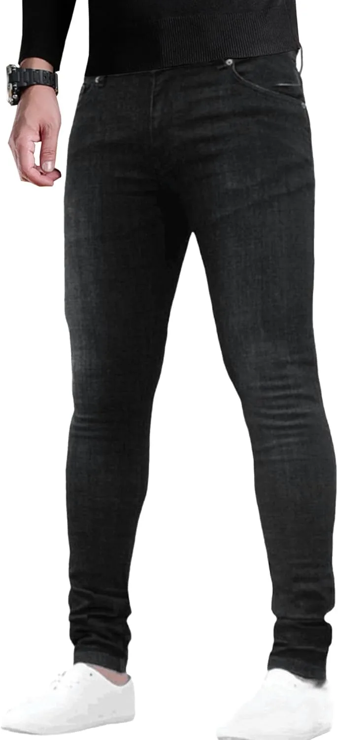 Men's Slim Fit Stretch Ripped Jean Fashion Skinny Outdoor Jean Pants Skinny Tapered Leg Casual Jeans