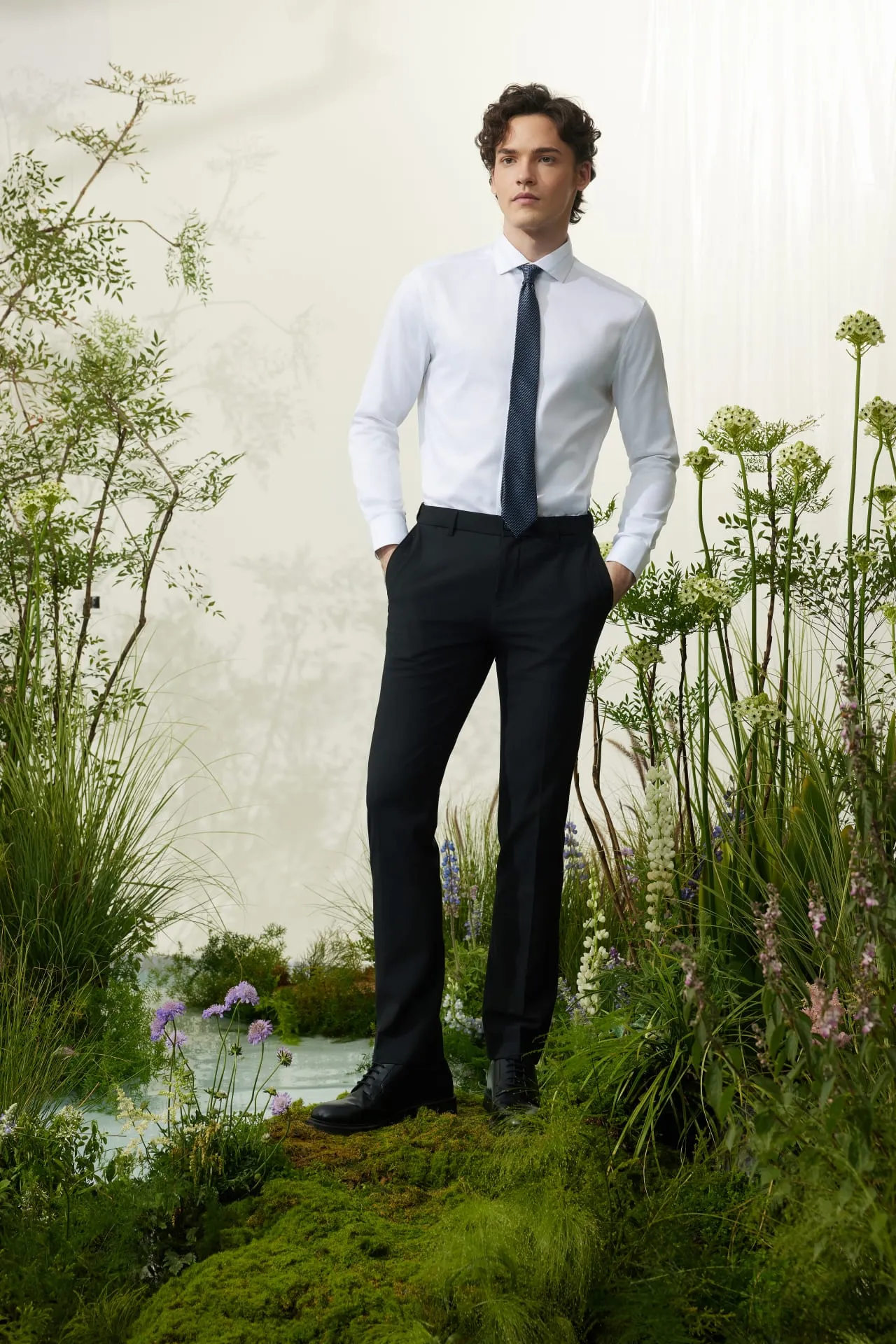 Non-Iron Cotton Stretch Smart Fit Fine Twill Shirt with Design Detail