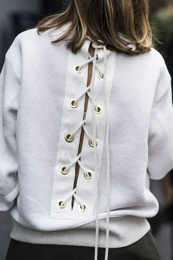 Open Back Cross Tassels Loose Sweatshirt