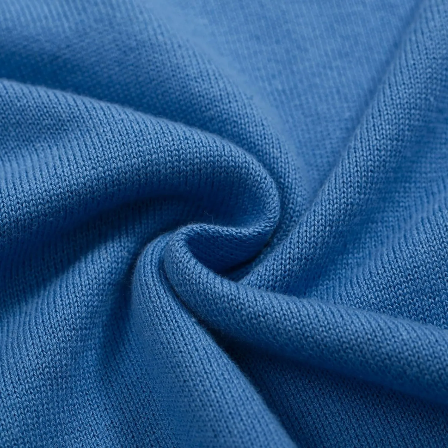 OXKNIT Men's Polo Shirts Casual Short Sleeve Knitted V Neck Blue Summer Shirt with Patchwork Collar