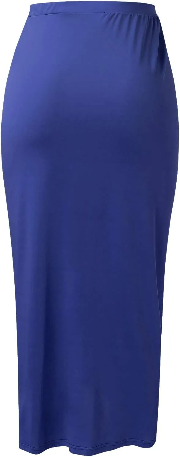 Pencil Skirt for Women Tummy Control Summer Flowy High Elastic Waist Slim Fit Stretchy Midi Skirts for Going Out