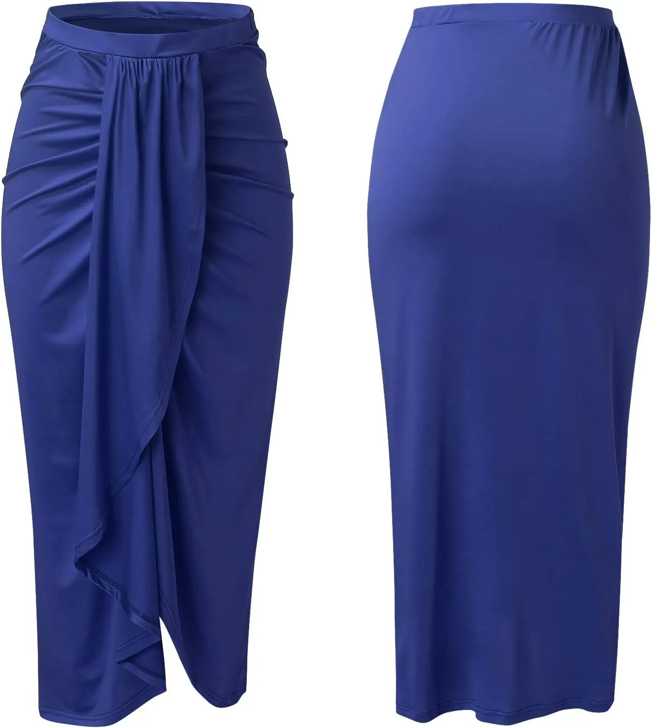 Pencil Skirt for Women Tummy Control Summer Flowy High Elastic Waist Slim Fit Stretchy Midi Skirts for Going Out