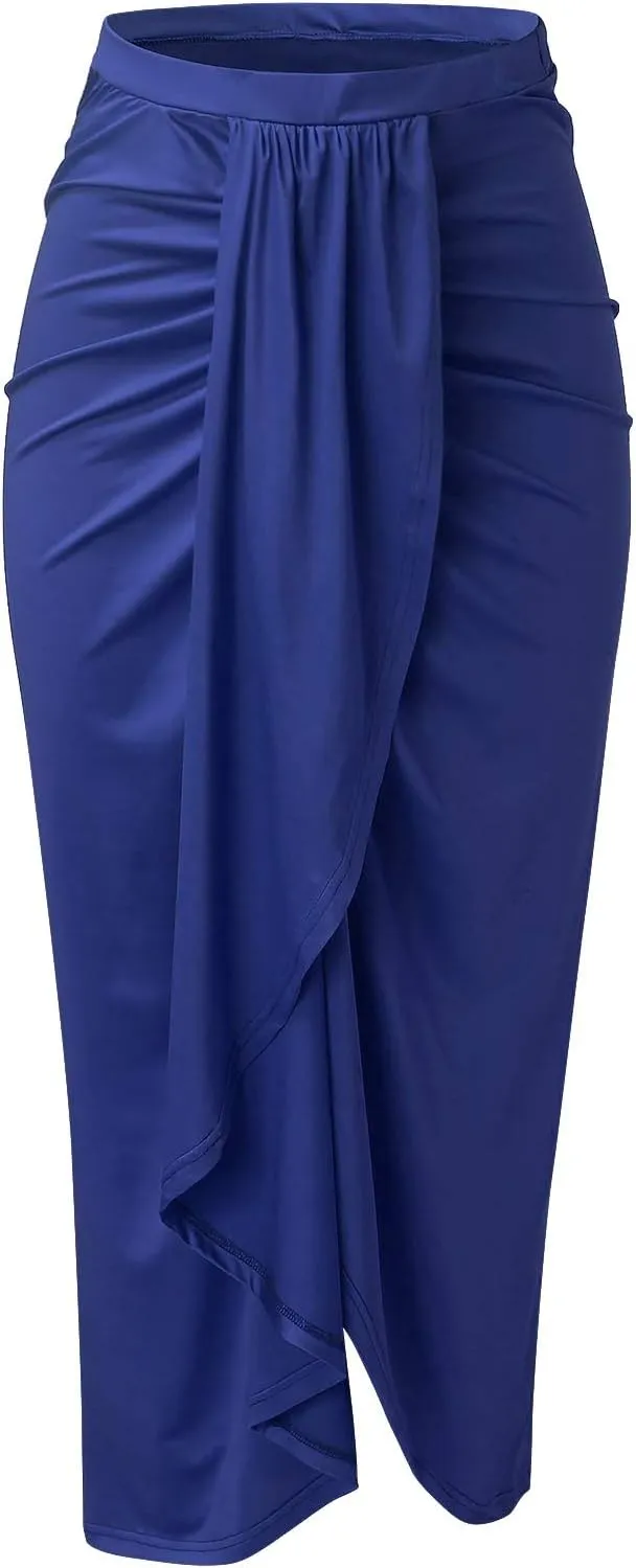 Pencil Skirt for Women Tummy Control Summer Flowy High Elastic Waist Slim Fit Stretchy Midi Skirts for Going Out