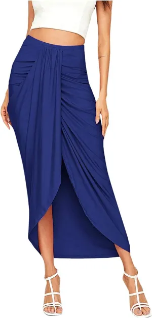 Pencil Skirt for Women Tummy Control Summer Flowy High Elastic Waist Slim Fit Stretchy Midi Skirts for Going Out