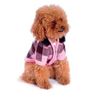 PINK LUX CHECKER SWEATER DOG COAT