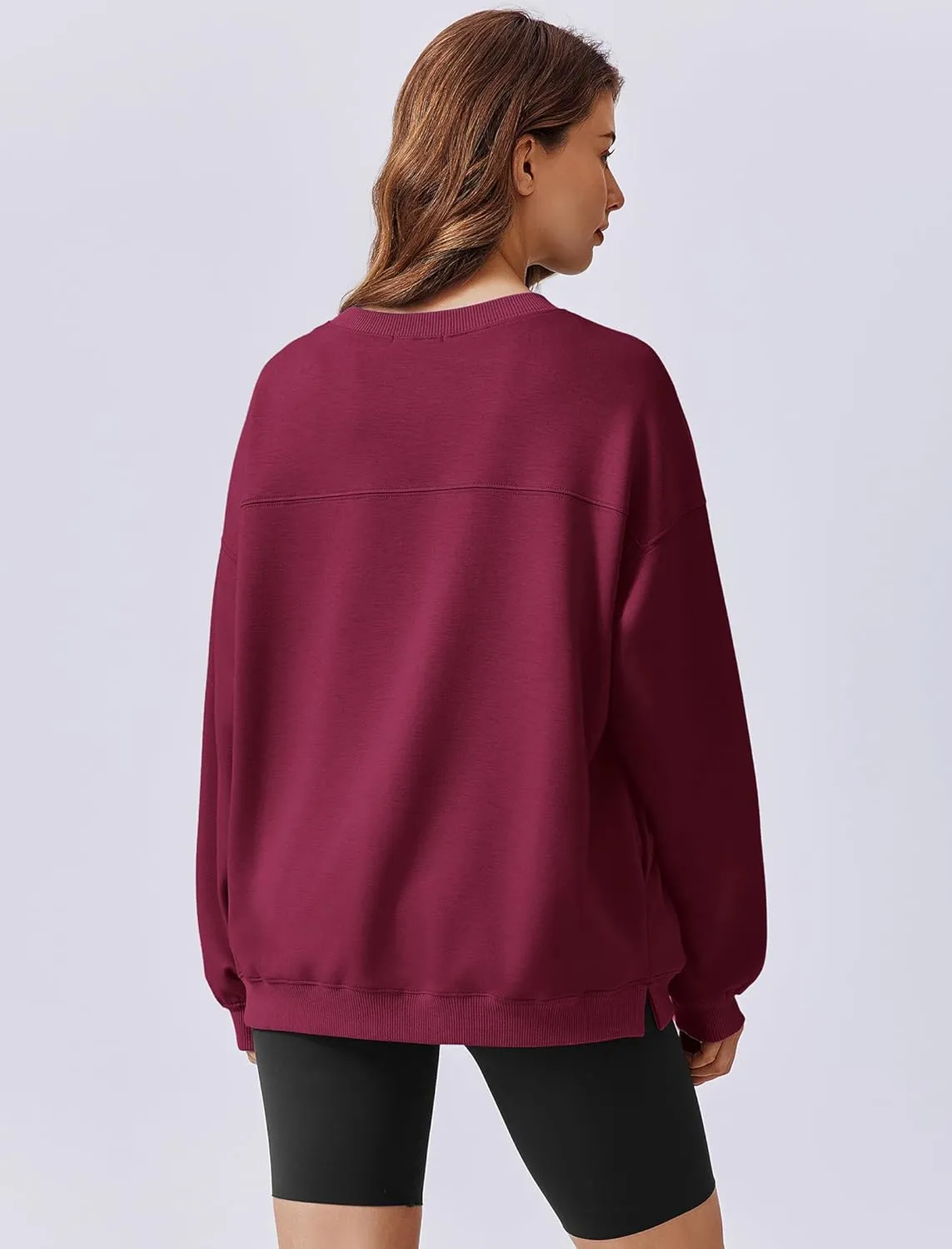 PINSPARK Sweatshirt for Women Oversized 2024 Fall Outfit Long Sleeve Y2K Pullover Top Crewneck Sweat Shirts with Side Pockets