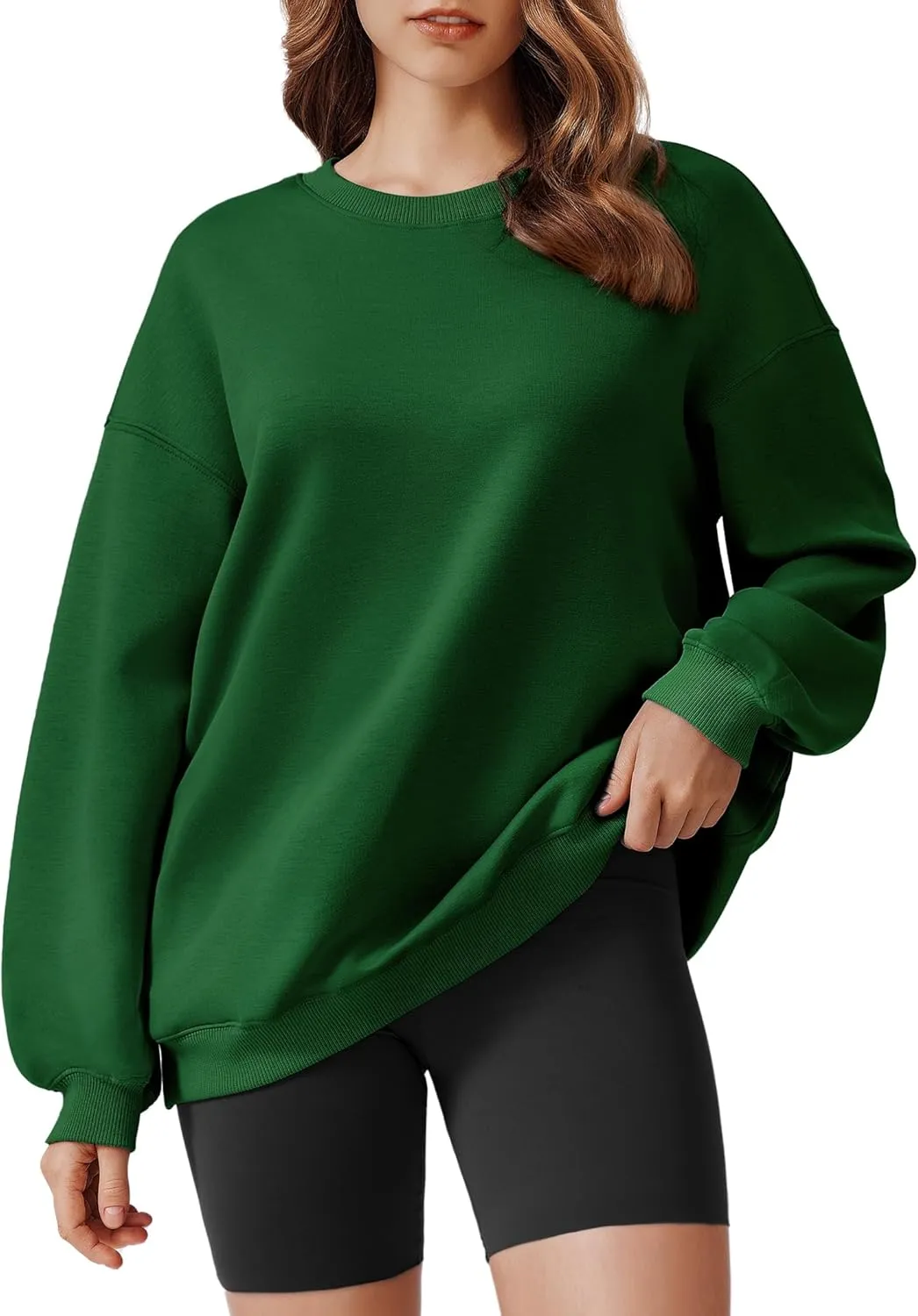 PINSPARK Sweatshirt for Women Oversized 2024 Fall Outfit Long Sleeve Y2K Pullover Top Crewneck Sweat Shirts with Side Pockets