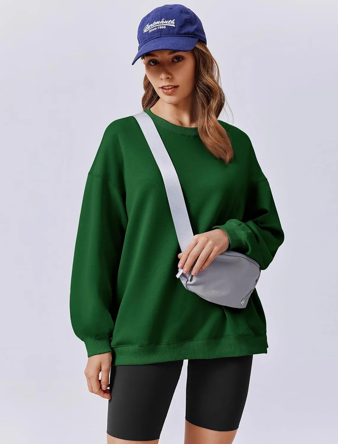 PINSPARK Sweatshirt for Women Oversized 2024 Fall Outfit Long Sleeve Y2K Pullover Top Crewneck Sweat Shirts with Side Pockets