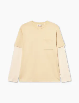 PLANET DOUBLE LONGSLEEVE - DUSTY YELLOW/CLOUD