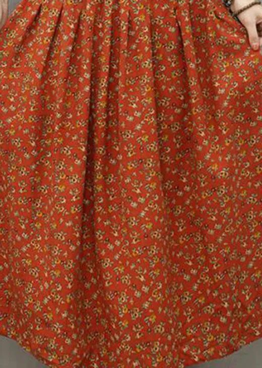 Plus Size Chic Blue Print Linen Skirts Spring
