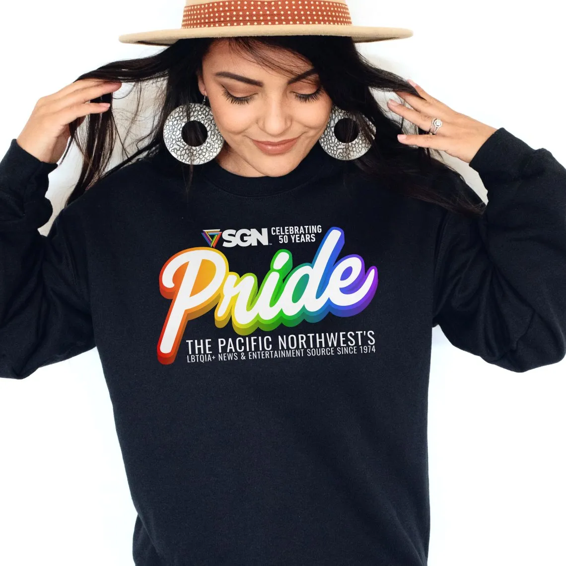 Rainbow SGN Seattle's PRIDE 2024 -Limited Edition - Seattle Gay News Celebrate 50 Years - Tee, Tank or Sweatshirt