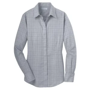 Red House Women's Dove Grey Windowpane Plaid Non-Iron Shirt