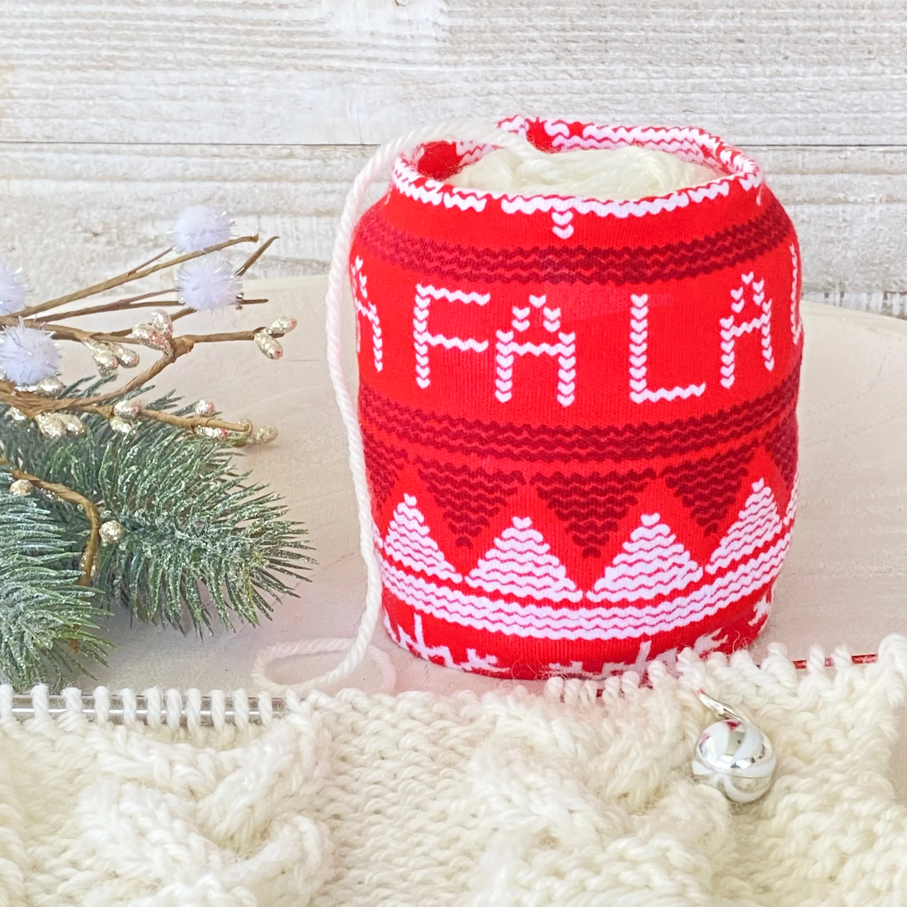 Red Scandinavian Christmas Skein Coat