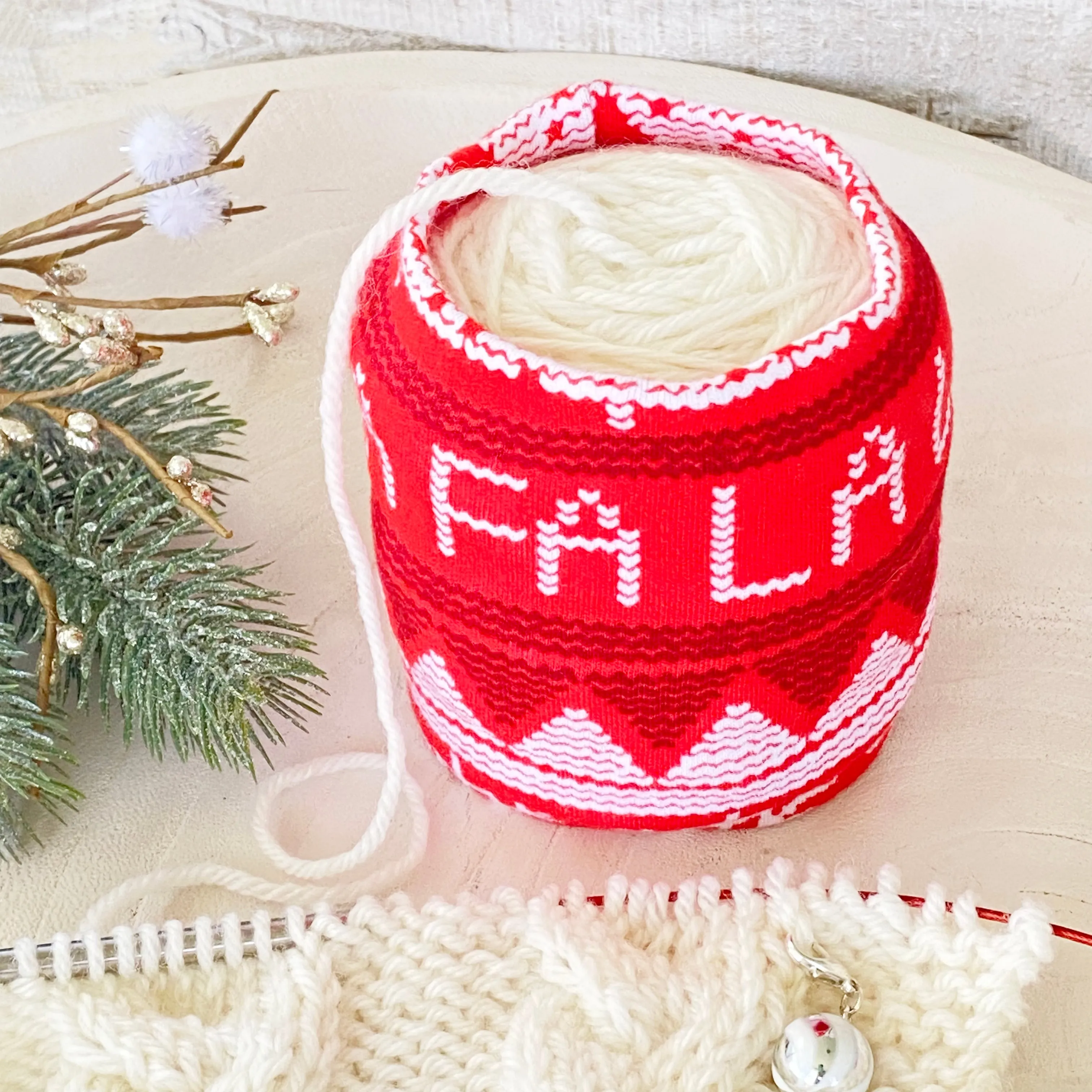 Red Scandinavian Christmas Skein Coat