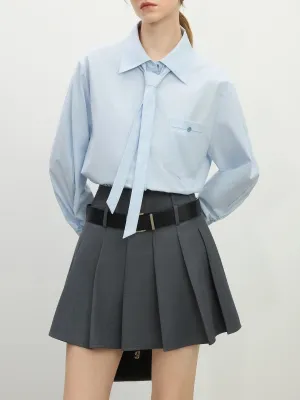 Relax Fit Long Sleeved Shirt with Detachable Tie