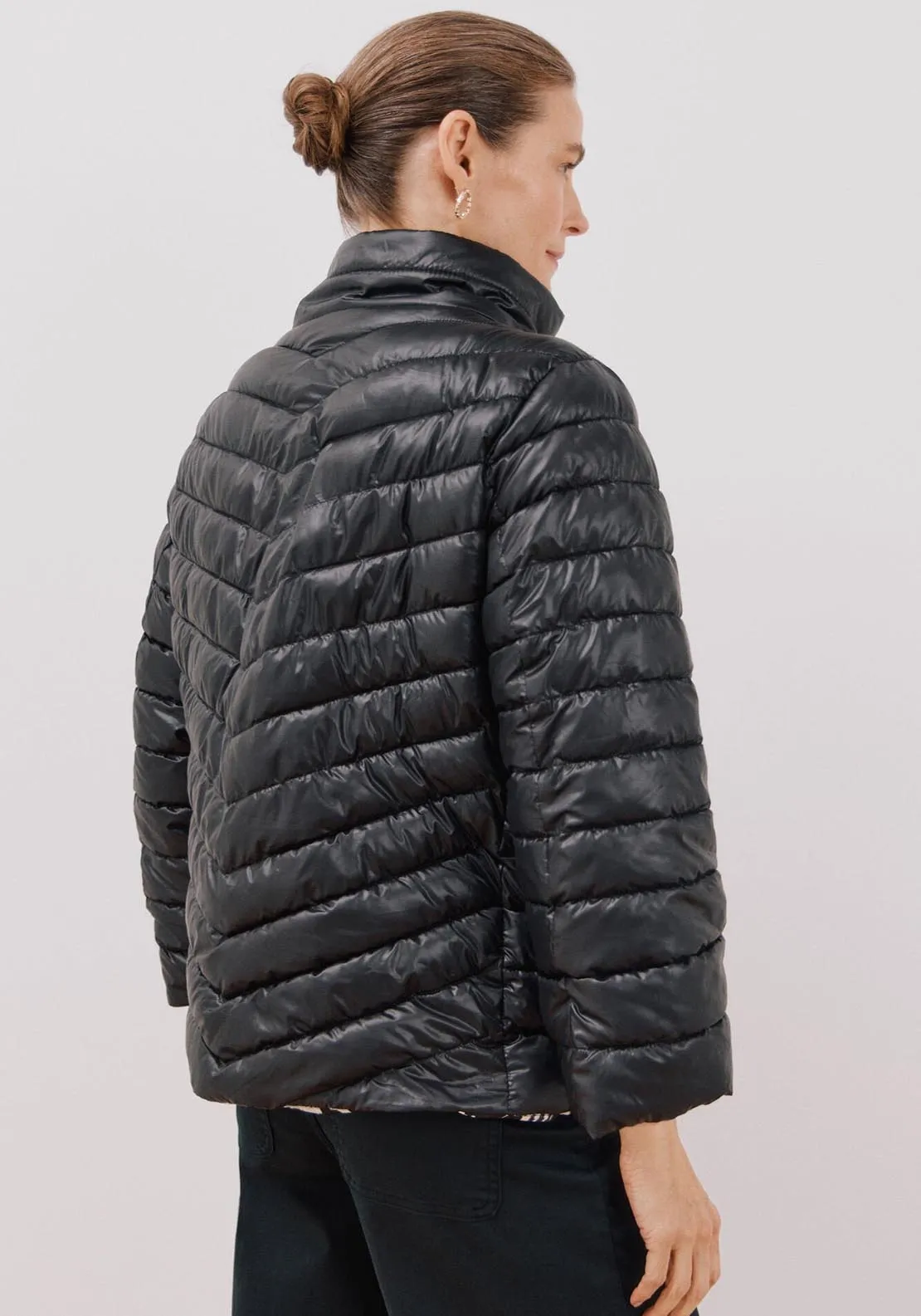 Reversible Short Padded Jacket - Black