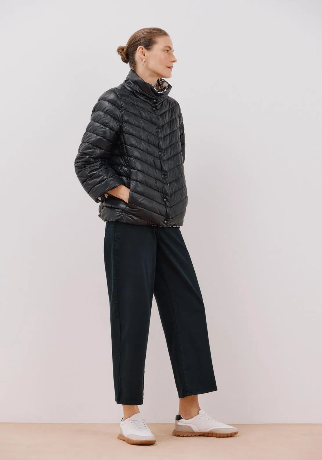 Reversible Short Padded Jacket - Black