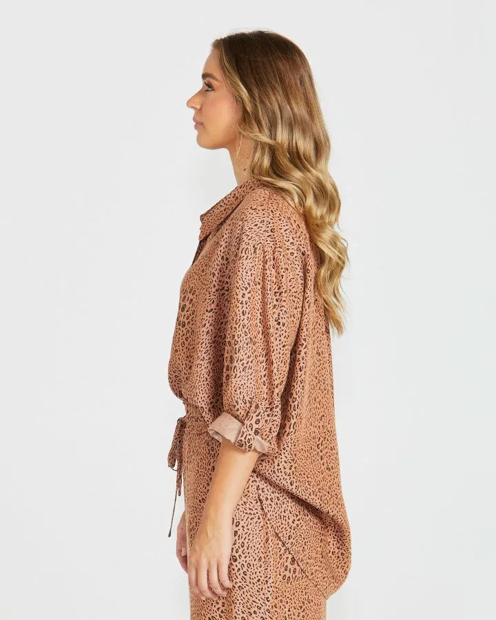 SASS DAVIE OVERSIZED SHIRT - SANDY TAN ANIMAL