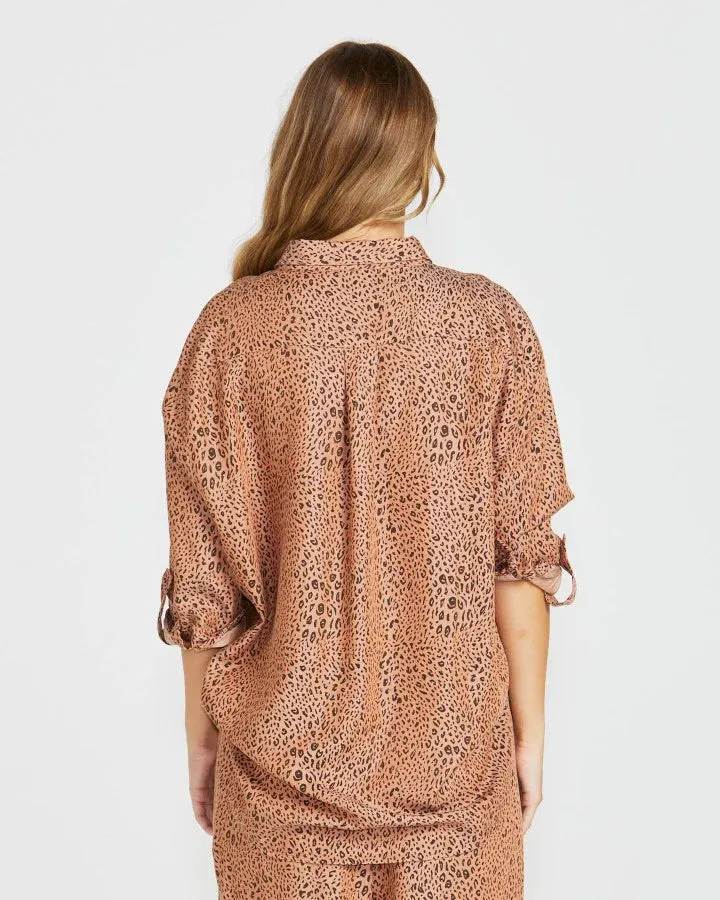 SASS DAVIE OVERSIZED SHIRT - SANDY TAN ANIMAL