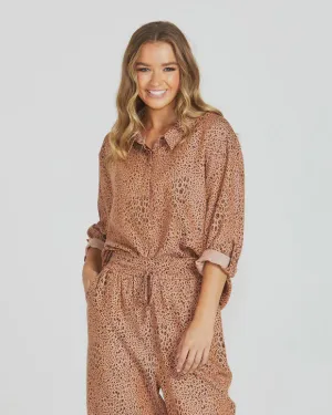 SASS DAVIE OVERSIZED SHIRT - SANDY TAN ANIMAL