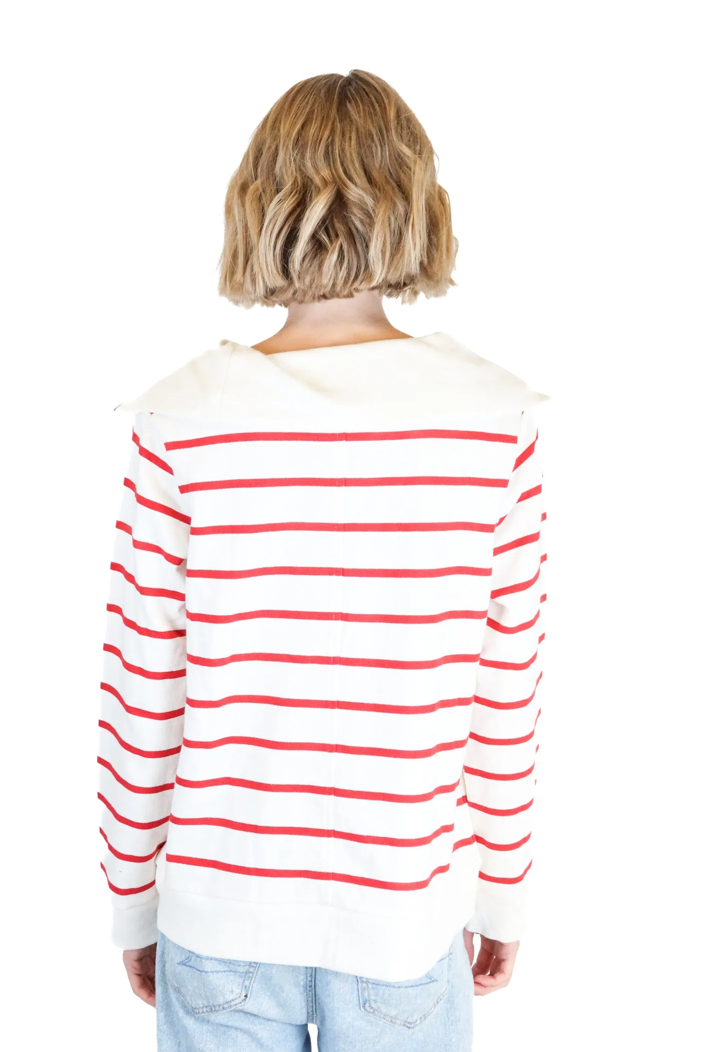 Seasalt Cornwall Red Striped Quarter Zip Jacket NWT (6; retails for $78)
