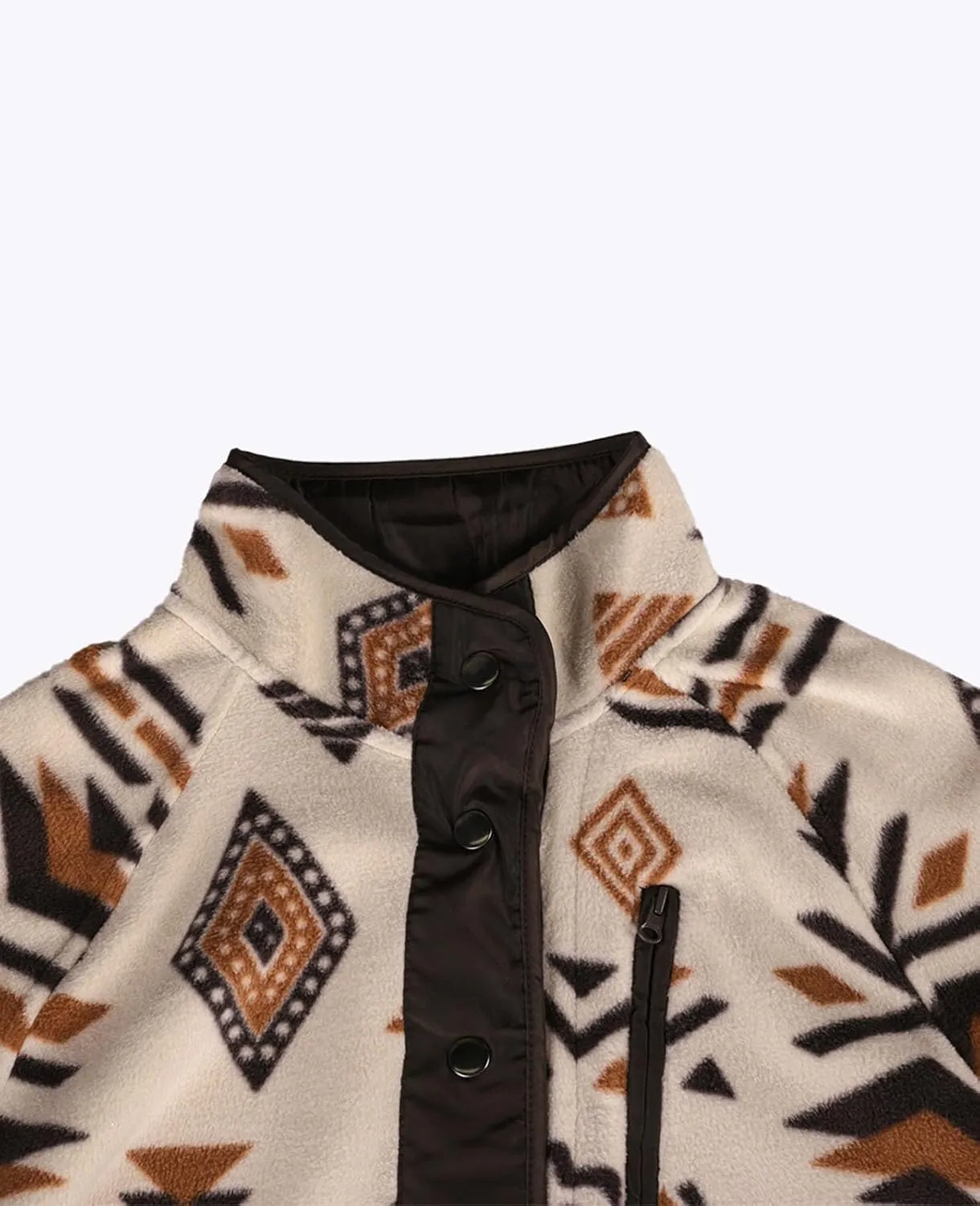 SELINK Womens Fleece Jacket Western Aztec Print Long Sleeve Snap Button Down Shacket Jackets with Pockets