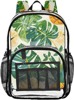 senya Transparent School Bag Vibrant Summer Pineapples Travel Backpack With Water-Resistant PVC Plastic Clear Bagpack