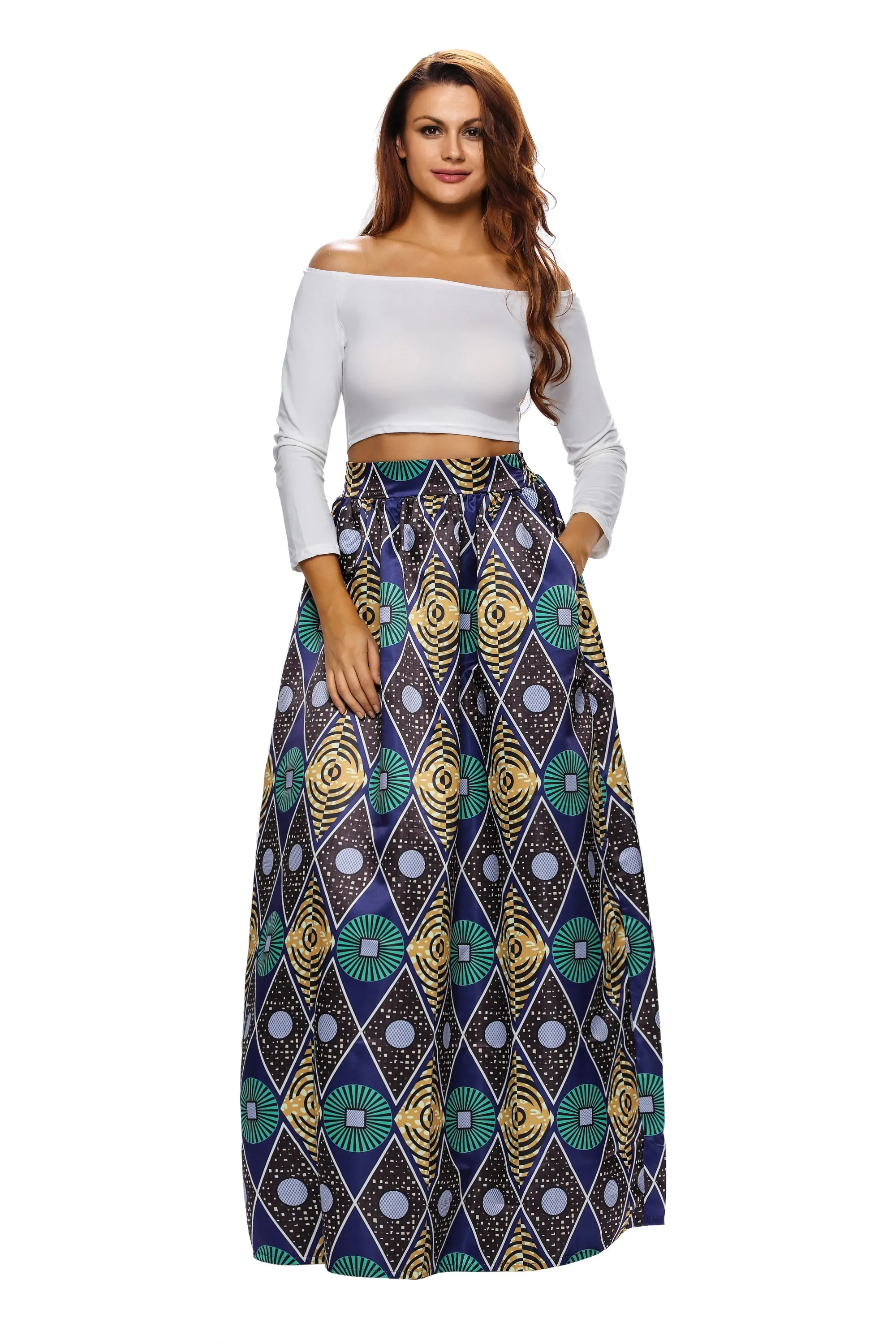 Sexy Chic Circle African Print Maxi Skirt