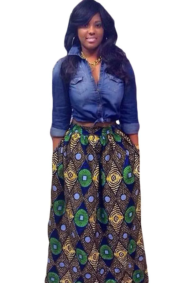 Sexy Chic Circle African Print Maxi Skirt