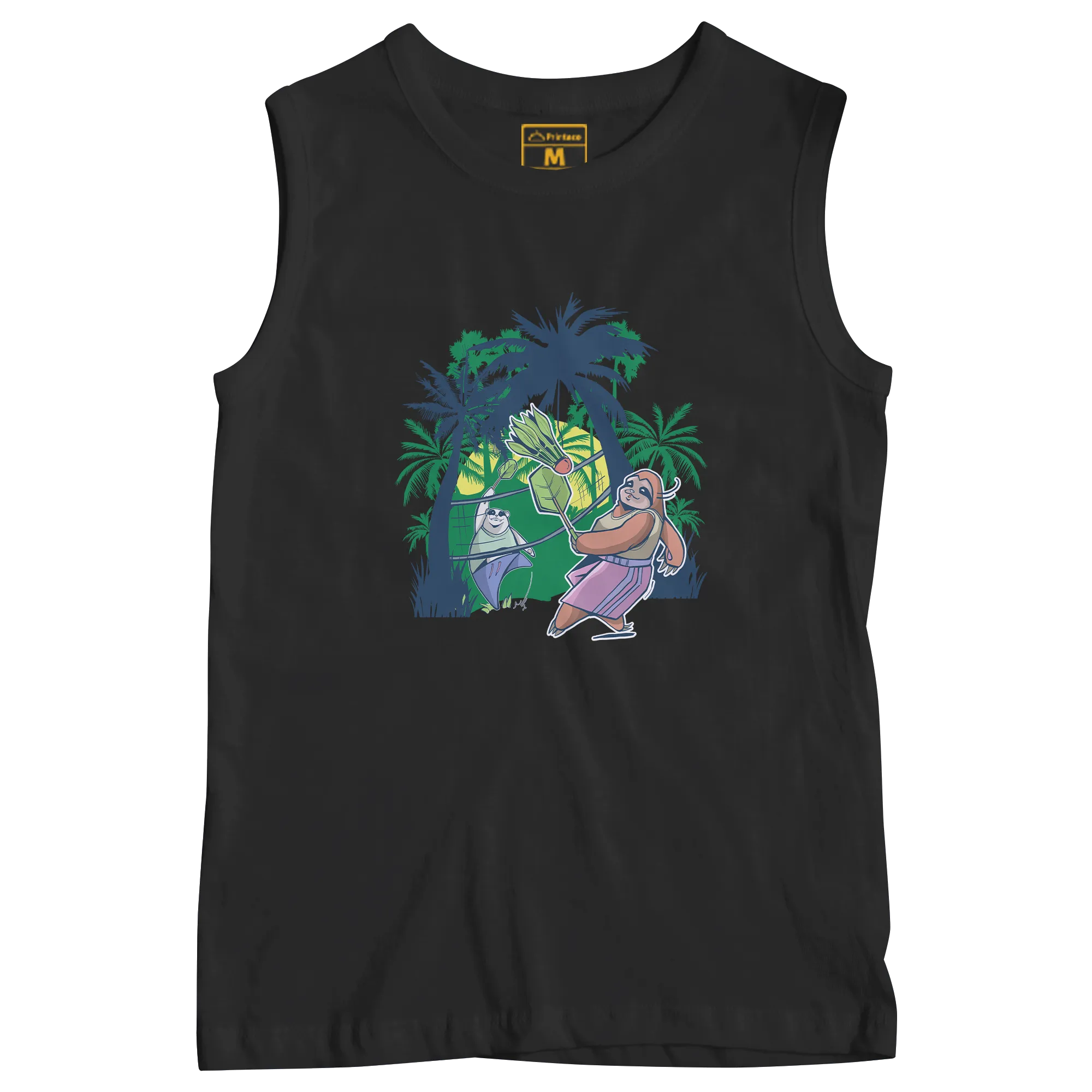 Sleeveless Drifit Shirt: Badminton Sloth