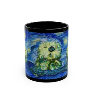 Starry Monterey Night (sea otters in the bay) - Black Mug (11oz, 15oz)