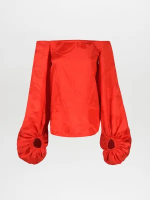 Stephanie Blouse Crimson Jacquard