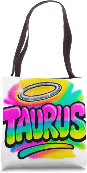 Taurus Y2K Airbrush Vibrant Astrology Zodiac Birthday Tote Bag