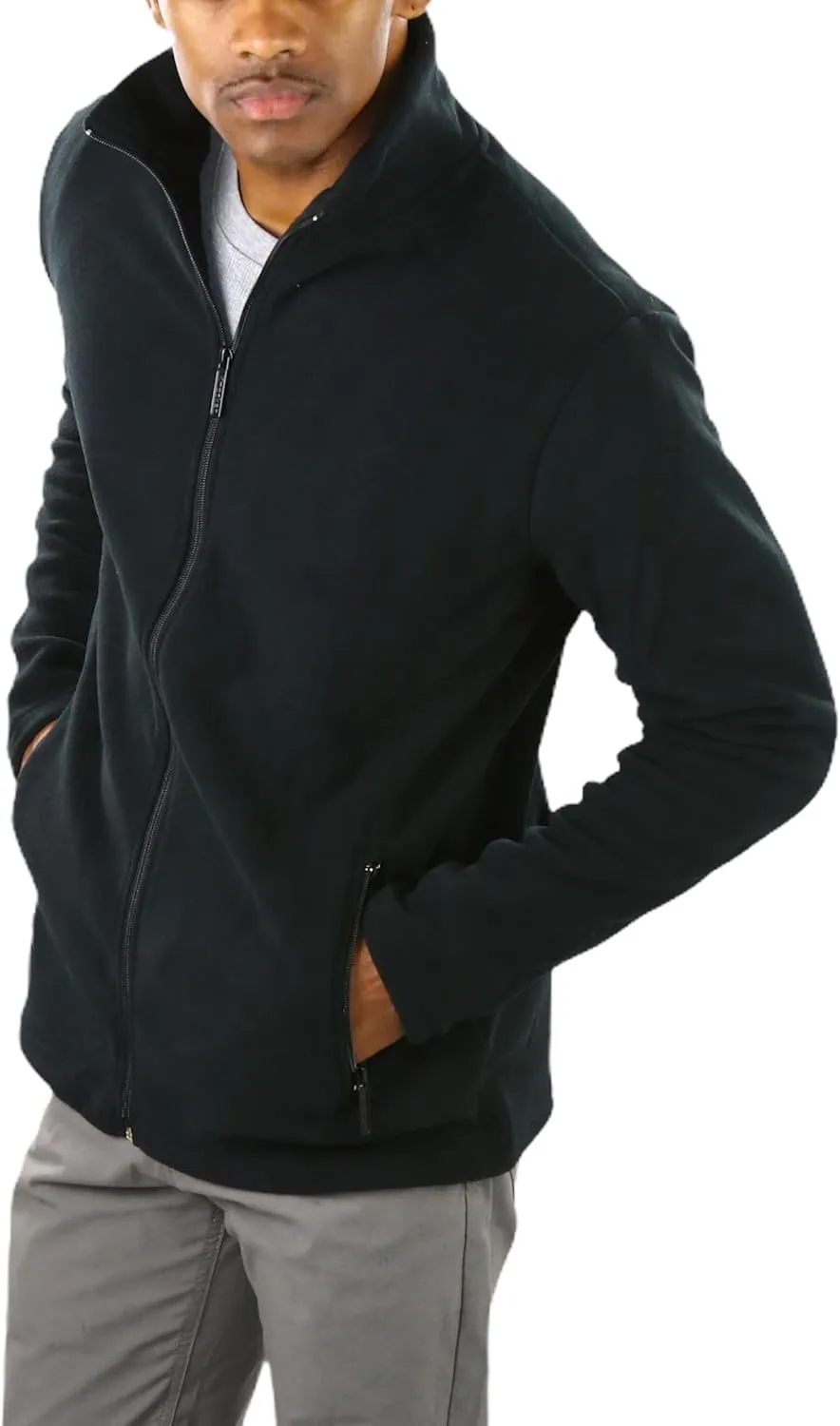 ToBeInStyle Men's Zip Up Long Sleeve High Collar Polar Fleece Jacket