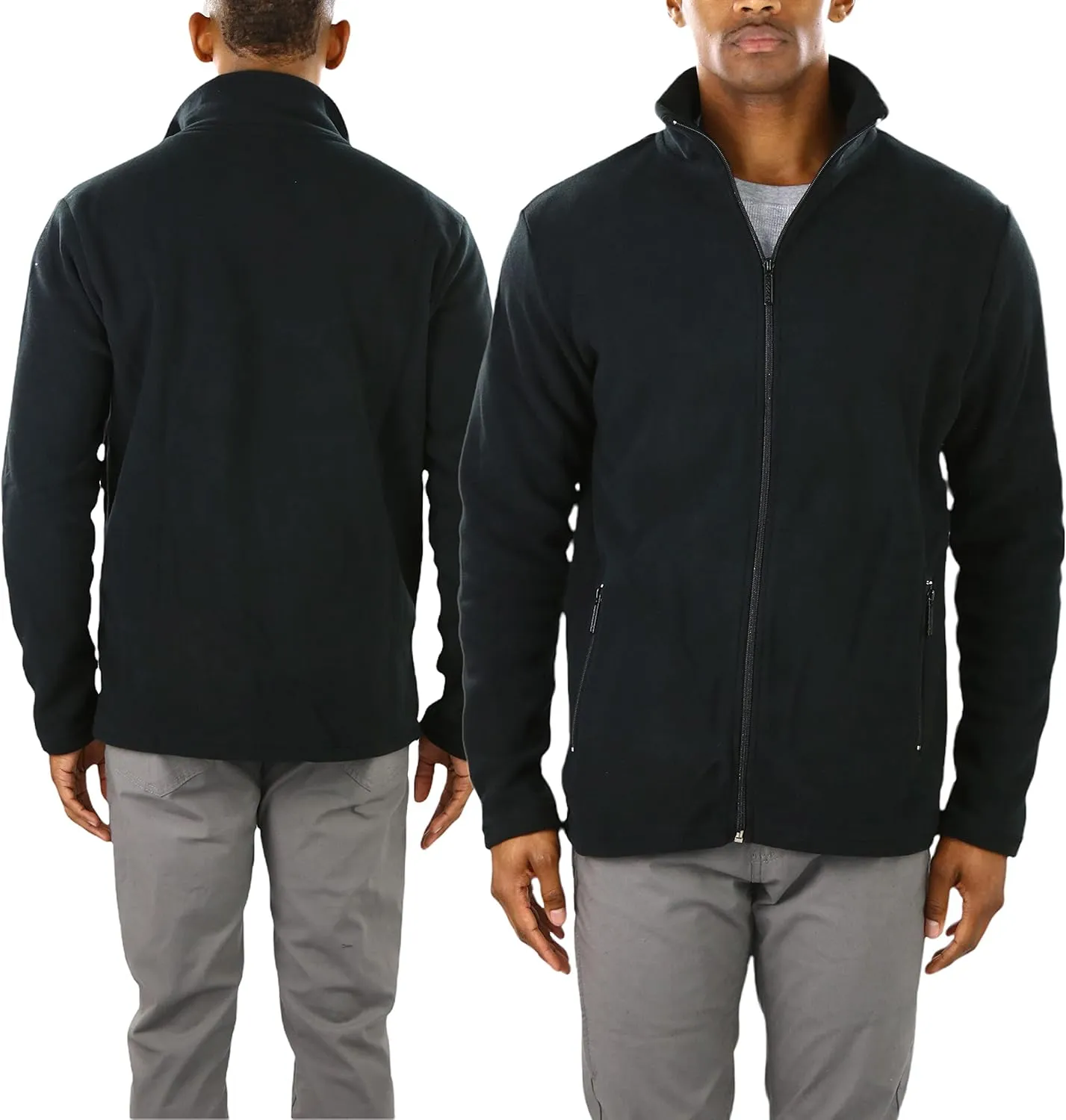 ToBeInStyle Men's Zip Up Long Sleeve High Collar Polar Fleece Jacket