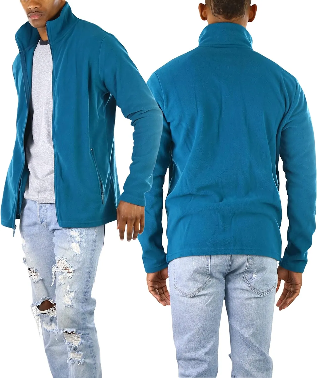 ToBeInStyle Men's Zip Up Long Sleeve High Collar Polar Fleece Jacket