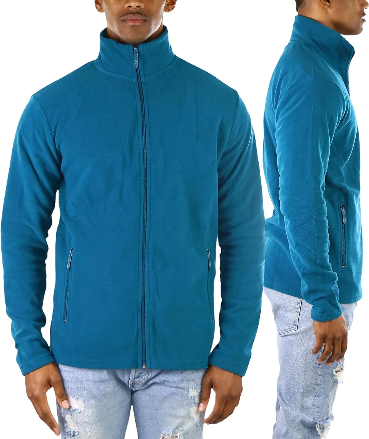 ToBeInStyle Men's Zip Up Long Sleeve High Collar Polar Fleece Jacket