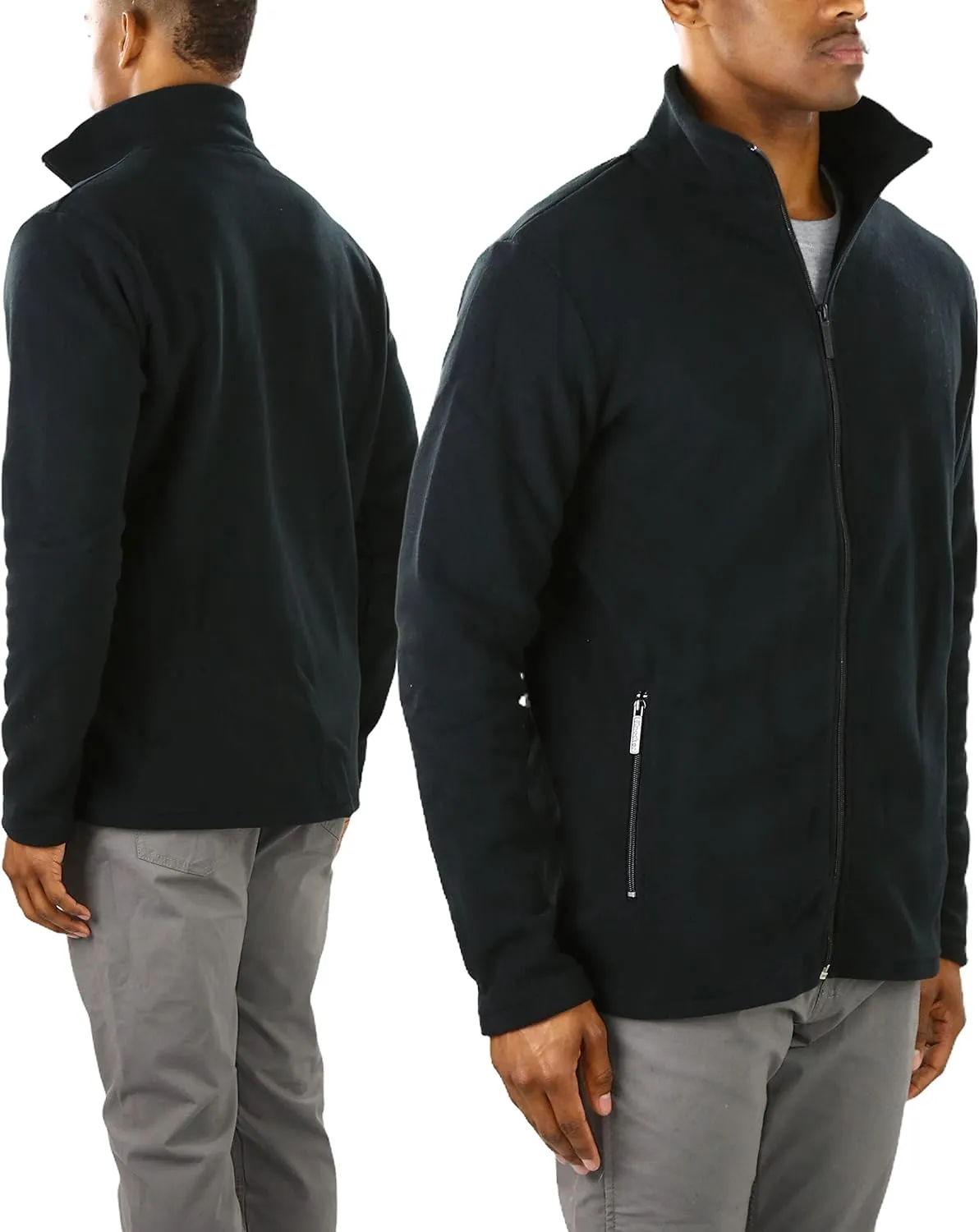 ToBeInStyle Men's Zip Up Long Sleeve High Collar Polar Fleece Jacket