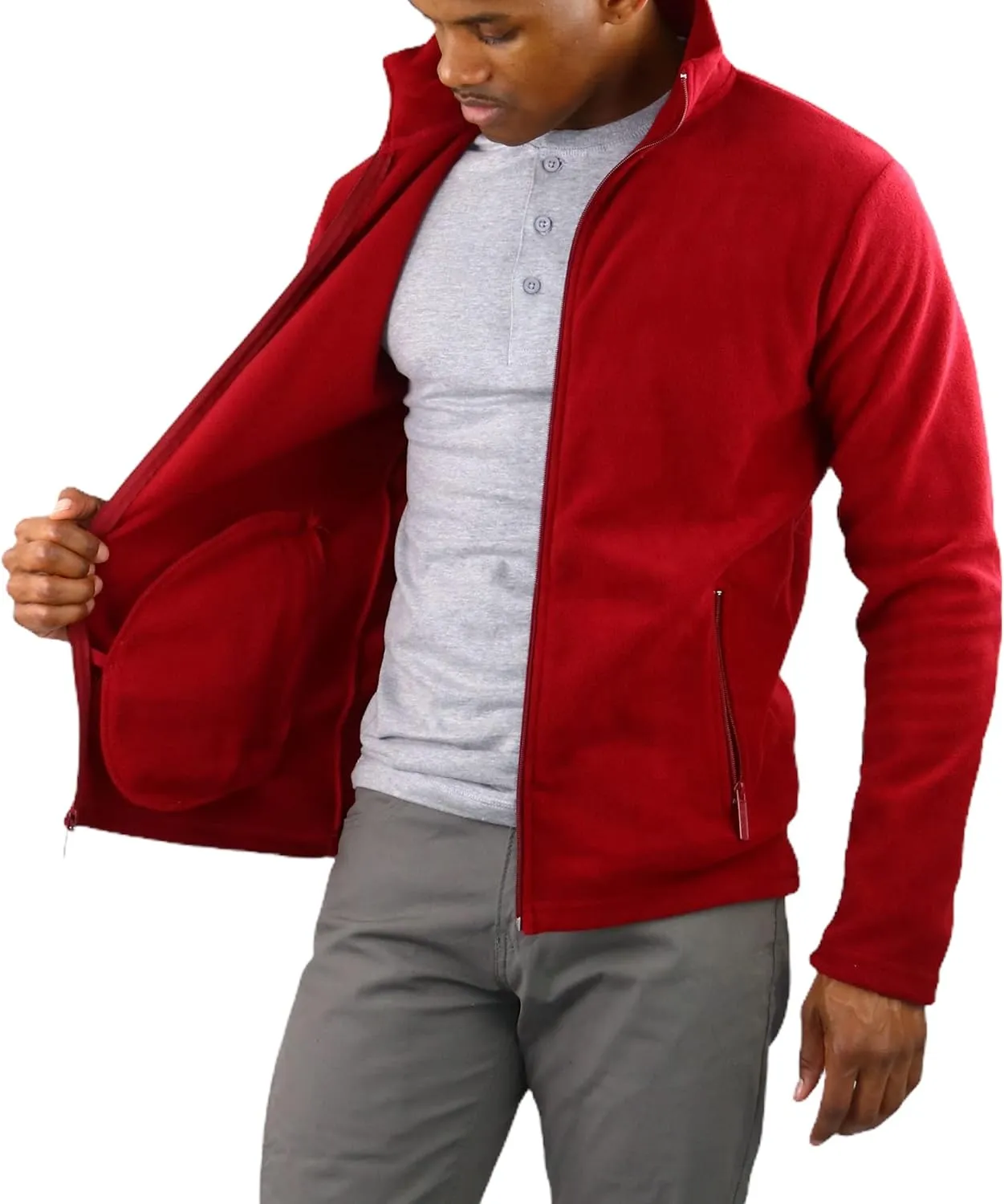 ToBeInStyle Men's Zip Up Long Sleeve High Collar Polar Fleece Jacket