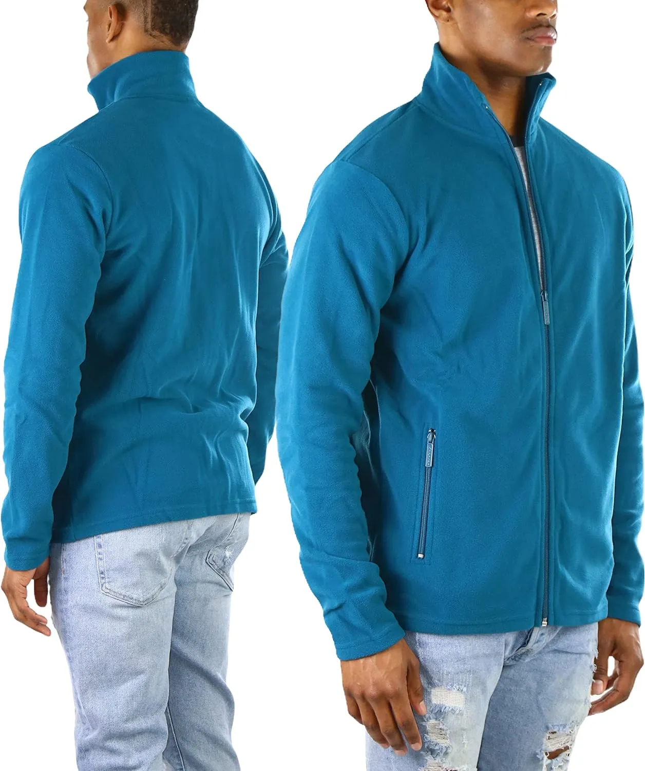 ToBeInStyle Men's Zip Up Long Sleeve High Collar Polar Fleece Jacket